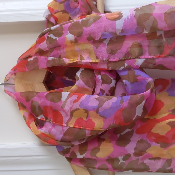 Pink Floral Sheer Scarf - Picture 3 of 4